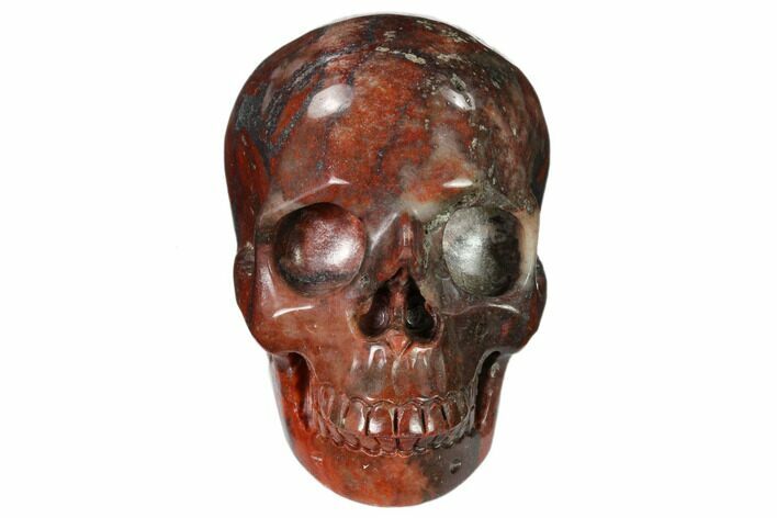 Realistic, Polished Red Picture Jasper Skull #150956